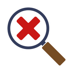 Fototapeta premium Magnifying glass and delete icon. Illustration