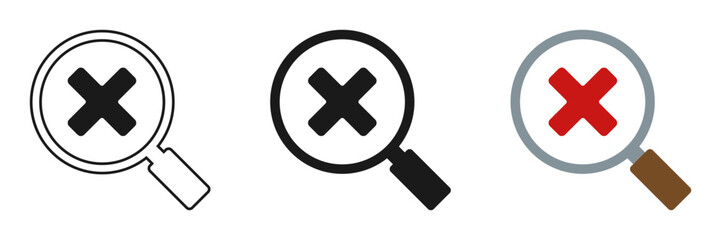 Fototapeta premium Set of magnifying glass icons and delete icon. Illustration