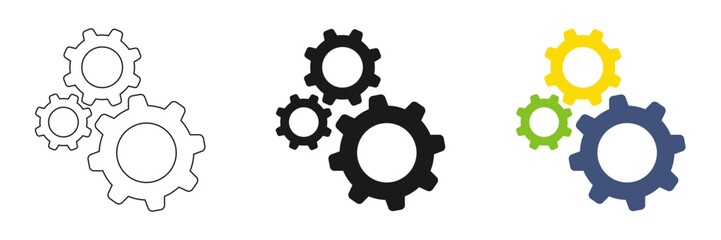 Gear icon. Set of illustrations