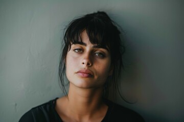 A person standing close to a wall, lost in contemplation, with soft light illuminating their features.