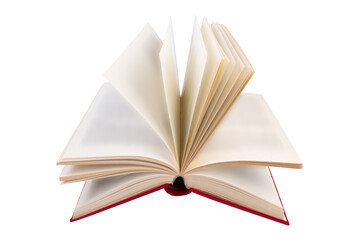 Open book isolated on white background. Copy space for text.