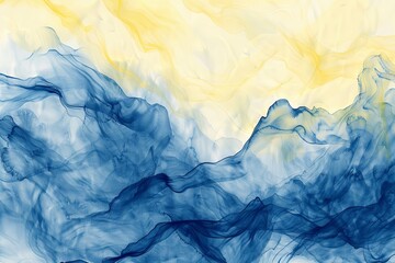 Alcohol ink blue yellow texture. Fluid ink abstract background. blue yellow abstract painting background.  Generative ai