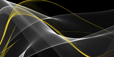 black, yellow  and white abstract background, wavy metallic background in black and yellow