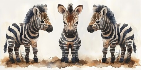 Obraz premium Cute zebra animal watercolor painting