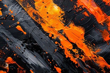 Abstract black orange acrylic painting background. generative ai