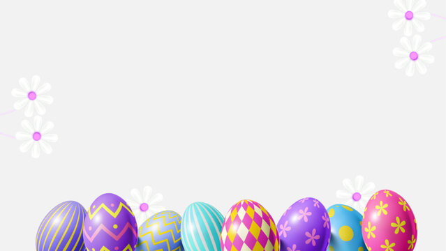 Happy Easter Egg website banner illustration - Easter graphic for social media post - happy Easter day graphic has space to write text