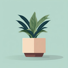Green Leaf Pot: A Decorative Floral Design for Gardening and Home Interior Illustration