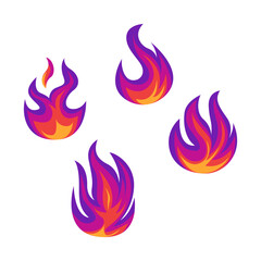 warm set of flames isolated white background