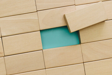 Mission completed. Put last piece of wooden cube puzzle to complete the mission. Business concept