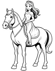 Princess on Horseback Coloring Page