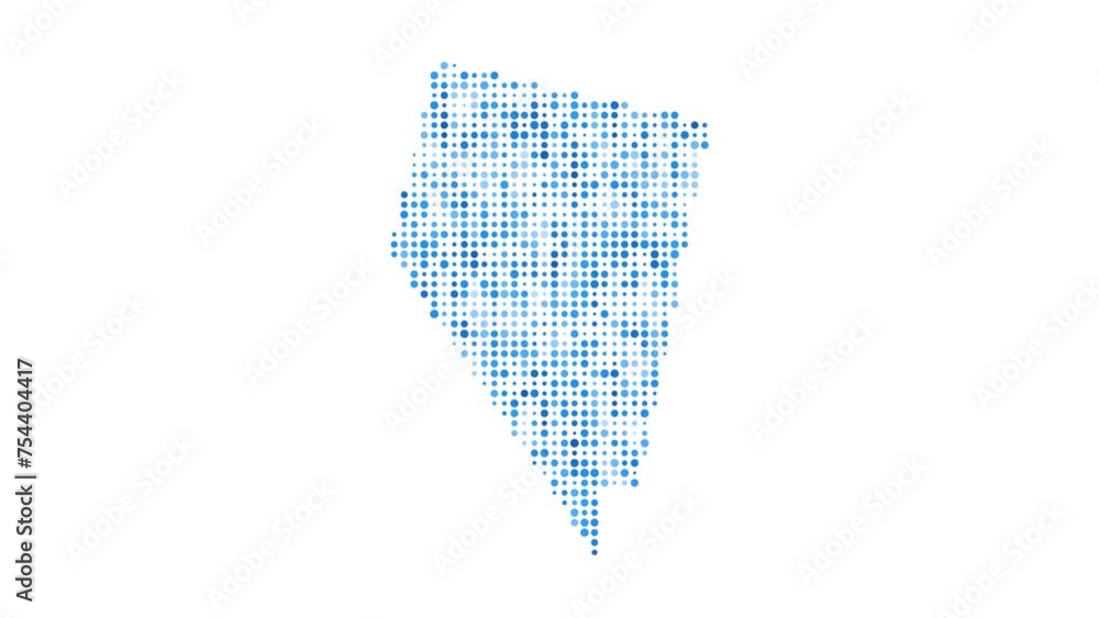 Poster nevada dotted digital map. map of nevada with pulsating colored circles. shape of the us state fille