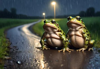 Abwaschbare Fototapete frog sitting on the ground © dynasty