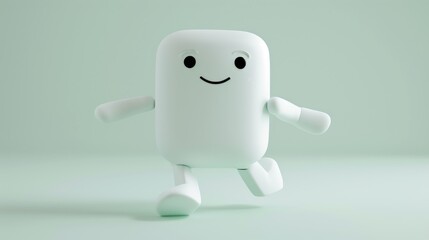 White marshmallow character isolated in studio background