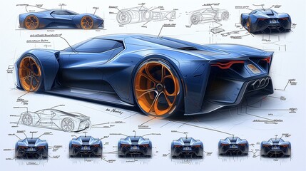Concept Sports Car Design Blueprint
