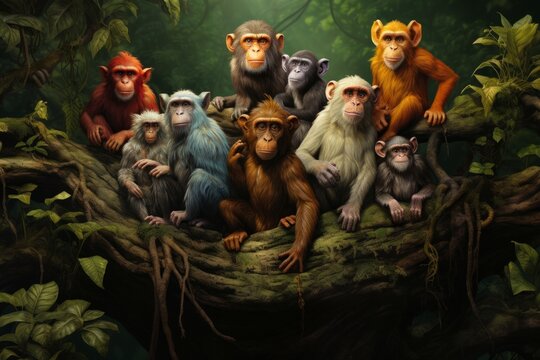 Group of monkey's in the woods
