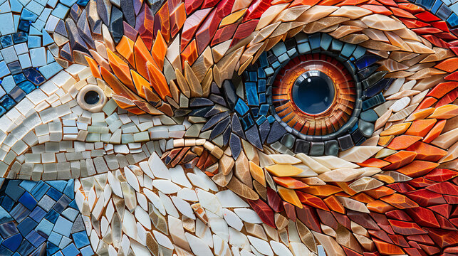 a mosaic picture of a bird