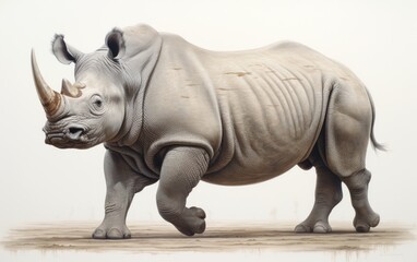 Obraz premium White rhino isolated on white background