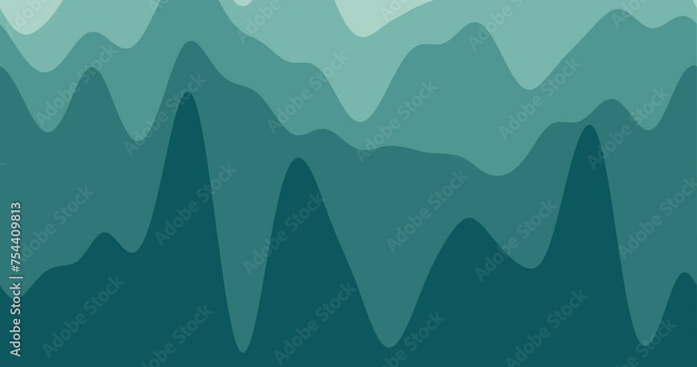 Poster abstract waves background. loopable smoothly moving curves in mint colors. charming footage.
