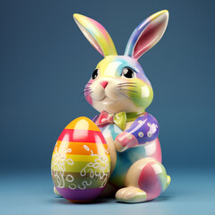 ceramic Easter bunny with decorated egg