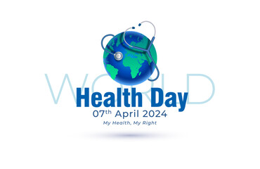 World health day with doctor stethoscope. Promotional advertisement for medical hospital and clinics. Vector file