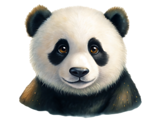 Cute panda on transparent