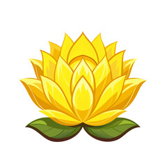 Lotus flower symbol yellow water lilly on white