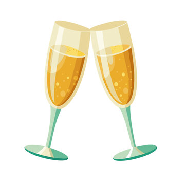two glass of champagne isolated on white background