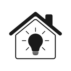Light bulb icon with house. Smart home logo. Illustration