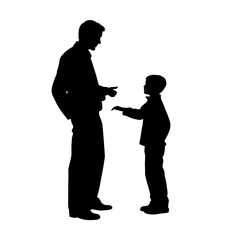 silhouette of father and son