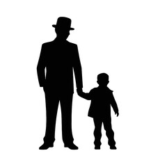 silhouette of father and son