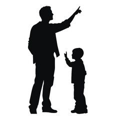 silhouette of father and son