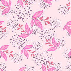 Elegant seamless pattern featuring hand-drawn leaves and florals.