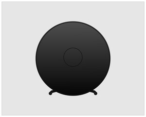 Realistic Wireless Router with the antenna. Signs on a separate layer. Wireless router isolated on grey background.
