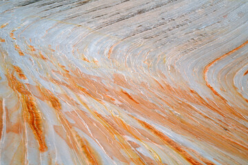 Close up of colorful sandstone patterns of the White Domes in the Canaan Mountains near Hildale...