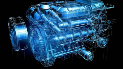 blueprint of a nascar engine, drive train generative ai.