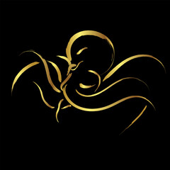 Octopus stroke paint over black background