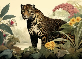 Leopard in the forest  - obrazy, fototapety, plakaty