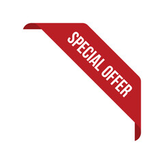 Red Corner Special Offer Ribbon Vector Design Template