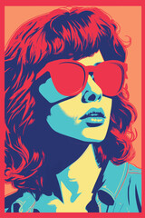 Abstract colorful funky graphic design portrait of a fashionable woman