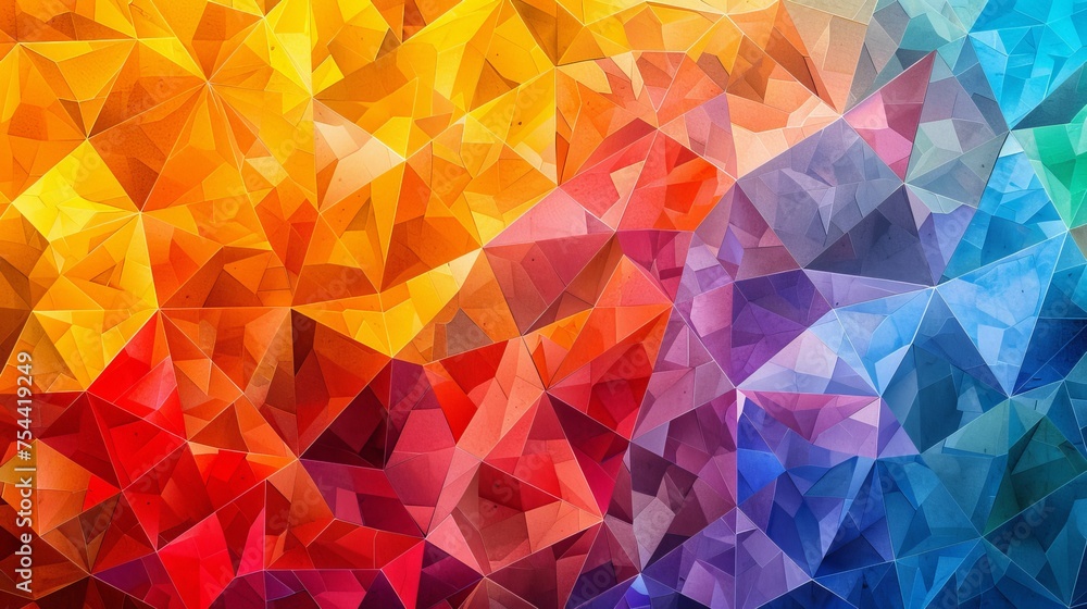 Aufkleber an abstract geometric mosaic background featuring a vibrant array of polygons