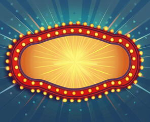 Vintage-Style Casino Billboard with Glowing Lights Retro Showtime Sign - Digital Illustration