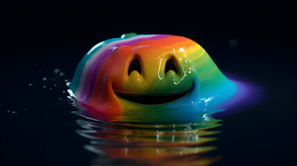 3D smile in the style of a rainbow water