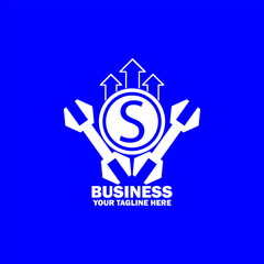 Abstract Initial Logo. White color isolated on Blue  Background.Business Branding Logos. Flat Vector Logo Design Template Element icon.