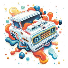 Retro groovy cartoon on white background, embracing vintage vibes with playful and vibrant designs, a whimsical journey through nostalgia and creativity, bringing retro charm to modern spaces