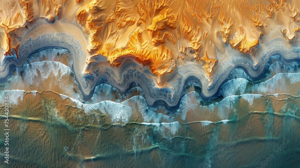 Poster an aerial view of intricate desert patterns