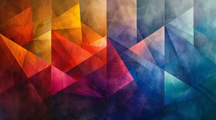 An array of colorful geometric line art on a textured background