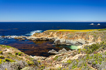 Scenic rugged coastline at the Pacific Ocean in California, United States