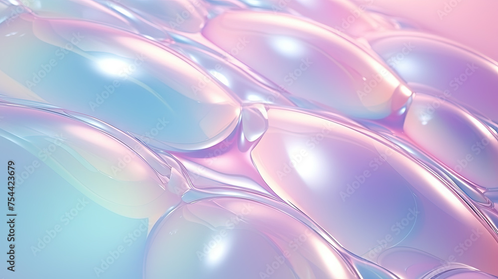 Poster abstract background with soft bubbles in pink and blue light. holographic bubbles backdrop.