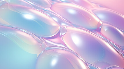 Abstract background with soft bubbles in pink and blue light. Holographic bubbles backdrop.