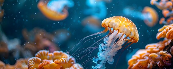 Tranquil Jellyfish Aquarium With a Variety of Species. Concept Underwater Meditation, Aquatic Life, Oceanic Ecosystems, Calming Marine World